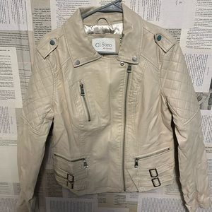 Cream/Beige LeatherJacket